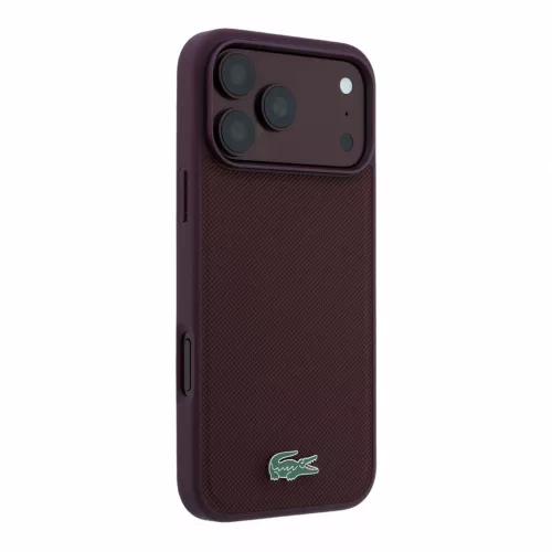 Lacoste PVC Iconic Petit Pique Metal Logo MagSafe tok, Apple iPhone 18 Pro - Burgundy