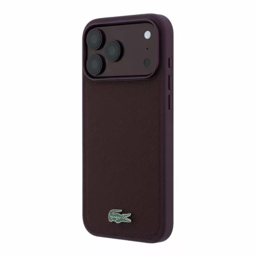 Lacoste PVC Iconic Petit Pique Metal Logo MagSafe tok, Apple iPhone 18 Pro Max - Burgundy