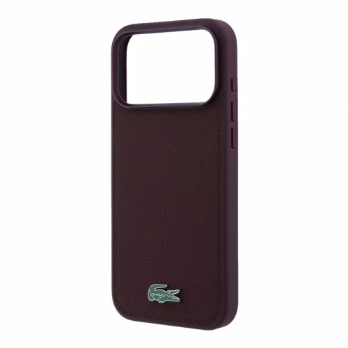 Lacoste PVC Iconic Petit Pique Metal Logo MagSafe tok, Apple iPhone 18 Pro Max - Burgundy