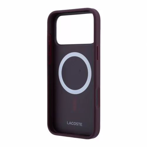 Lacoste PVC Iconic Petit Pique Metal Logo MagSafe tok, Apple iPhone 18 Pro Max - Burgundy