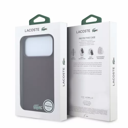 Lacoste PVC Iconic Petit Pique Metal Logo MagSafe tok, Apple iPhone 18 Pro Max - Burgundy