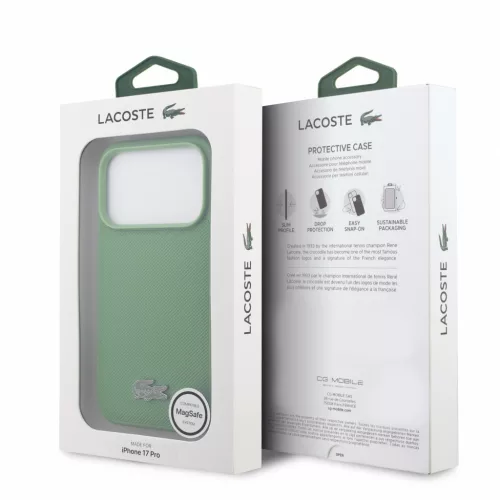 Lacoste PVC Iconic Petit Pique Metal Logo MagSafe tok, Apple iPhone 18 Pro - Estragon