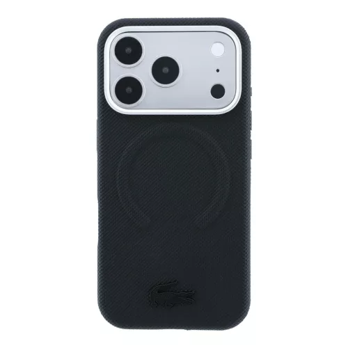Lacoste PVC Petit Pique Semi Wrap Embossed MagSafe tok, Apple iPhone 18 Pro - fekete
