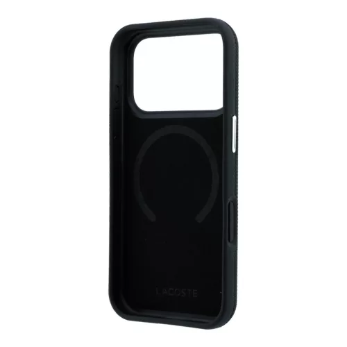 Lacoste PVC Petit Pique Semi Wrap Embossed MagSafe tok, Apple iPhone 18 Pro - fekete