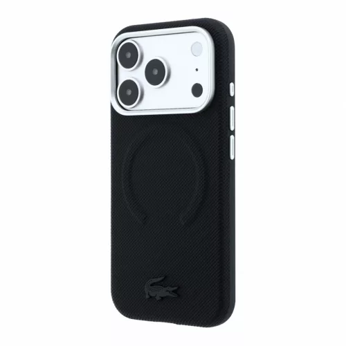 Lacoste PVC Petit Pique Semi Wrap Embossed MagSafe tok, Apple iPhone 18 Pro Max - Black