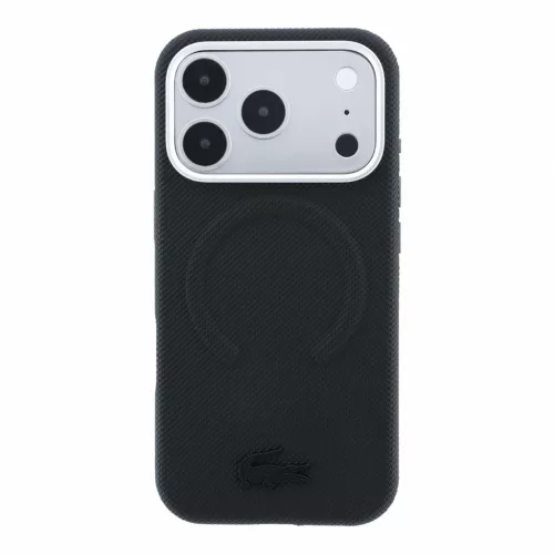 Lacoste PVC Petit Pique Semi Wrap Embossed MagSafe tok, Apple iPhone 18 Pro Max - Black
