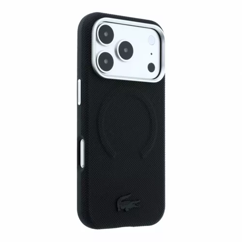 Lacoste PVC Petit Pique Semi Wrap Embossed MagSafe tok, Apple iPhone 18 Pro Max - Black