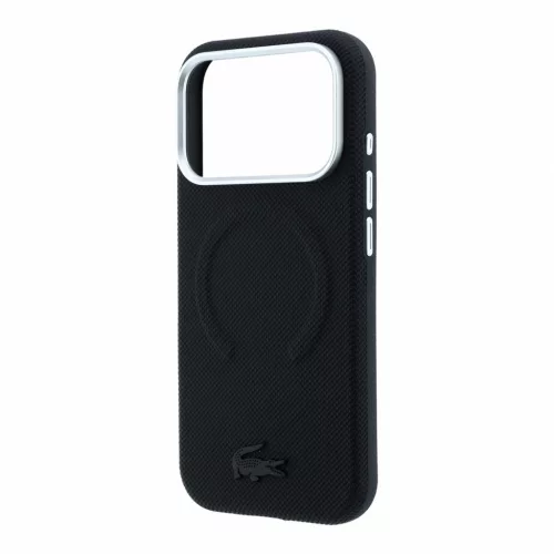 Lacoste PVC Petit Pique Semi Wrap Embossed MagSafe tok, Apple iPhone 18 Pro Max - Black