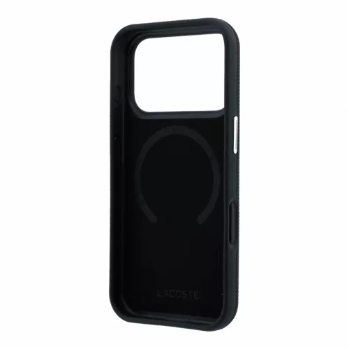 Lacoste PVC Petit Pique Semi Wrap Embossed MagSafe tok, Apple iPhone 18 Pro Max - Black