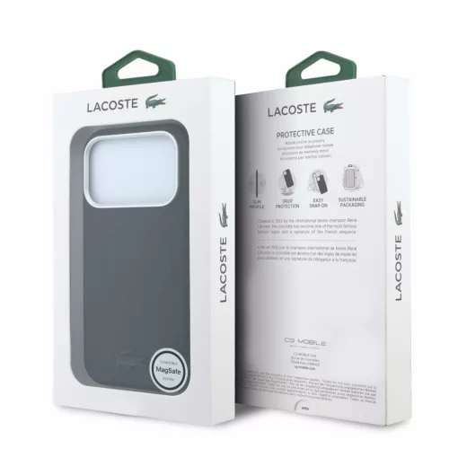 Lacoste PVC Petit Pique Semi Wrap Embossed MagSafe tok, Apple iPhone 18 Pro Max - Black