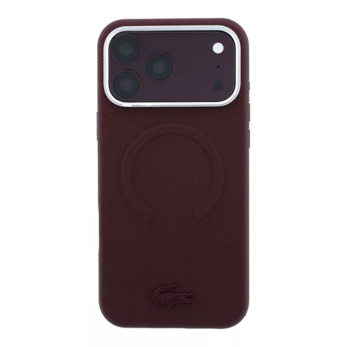 Lacoste PVC Petit Pique Semi Wrap Embossed MagSafe tok, Apple iPhone 18 Pro Max - Burgundy