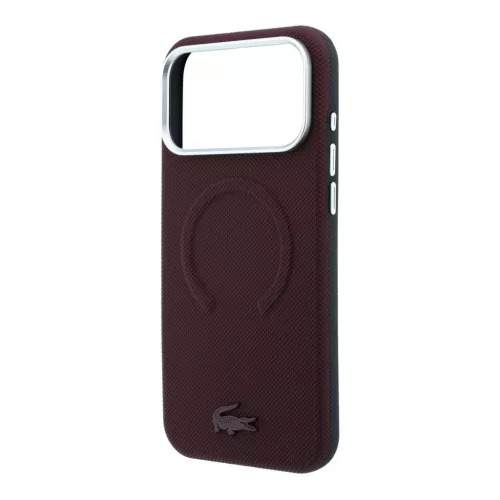 Lacoste PVC Petit Pique Semi Wrap Embossed MagSafe tok, Apple iPhone 18 Pro Max - Burgundy