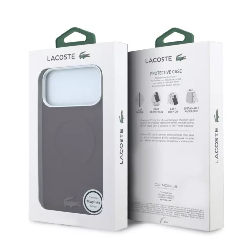 Lacoste PVC Petit Pique Semi Wrap Embossed MagSafe tok, Apple iPhone 18 Pro Max - Burgundy