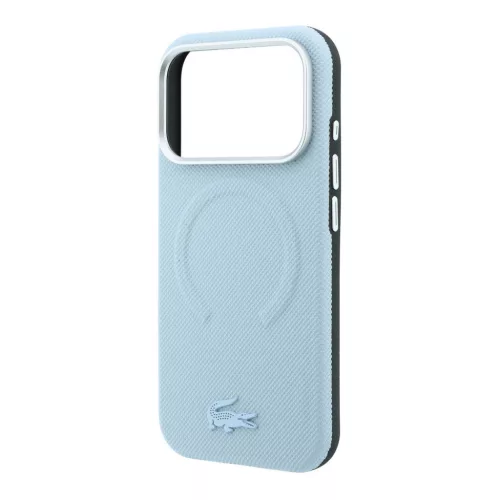 Lacoste PVC Petit Pique Semi Wrap Embossed MagSafe tok, Apple iPhone 18 Pro - kék