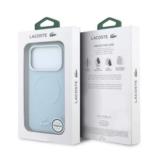 Lacoste PVC Petit Pique Semi Wrap Embossed MagSafe tok, Apple iPhone 18 Pro - kék