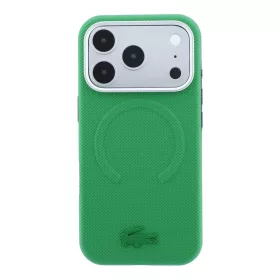   Lacoste PVC Petit Pique Semi Wrap Embossed MagSafe tok, Apple iPhone 18 Pro - Estragon