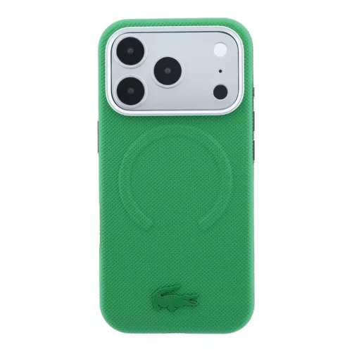 Lacoste PVC Petit Pique Semi Wrap Embossed MagSafe tok, Apple iPhone 18 Pro - Estragon