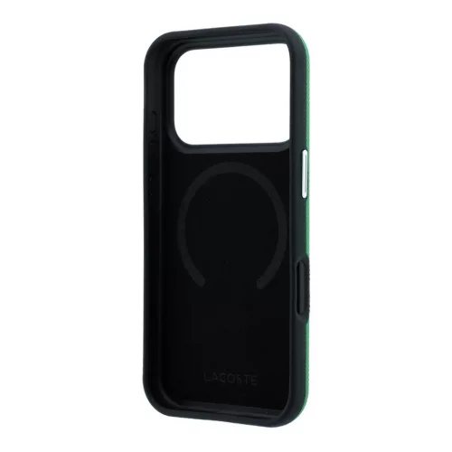 Lacoste PVC Petit Pique Semi Wrap Embossed MagSafe tok, Apple iPhone 18 Pro - Estragon