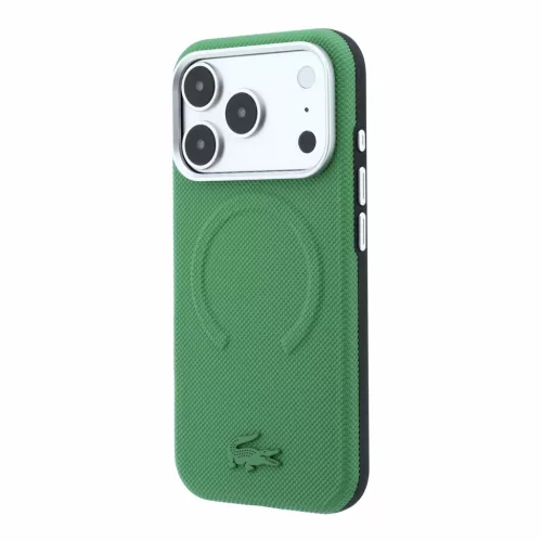 Lacoste PVC Petit Pique Semi Wrap Embossed MagSafe tok, Apple iPhone 18 Pro Max - Estragon