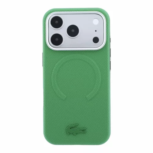 Lacoste PVC Petit Pique Semi Wrap Embossed MagSafe tok, Apple iPhone 18 Pro Max - Estragon