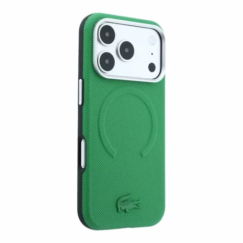 Lacoste PVC Petit Pique Semi Wrap Embossed MagSafe tok, Apple iPhone 18 Pro Max - Estragon