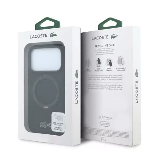 Lacoste PVC Petit Pique Semi Wrap Ring Stand MagSafe tok, Apple iPhone 18 Pro - fekete