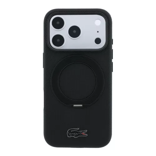 Lacoste PVC Petit Pique Semi Wrap Ring Stand MagSafe tok, Apple iPhone 18 Pro Max - fekete