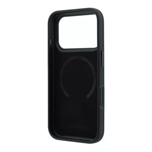 Lacoste PVC Petit Pique Semi Wrap Ring Stand MagSafe tok, Apple iPhone 18 Pro Max - fekete