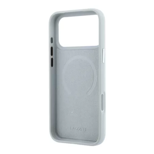 Lacoste PVC Petit Pique Semi Wrap Ring Stand MagSafe tok, Apple iPhone 18 Pro - szürke