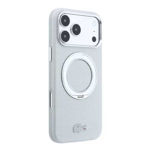Lacoste PVC Petit Pique Semi Wrap Ring Stand MagSafe tok, Apple iPhone 18 Pro Max - szürke