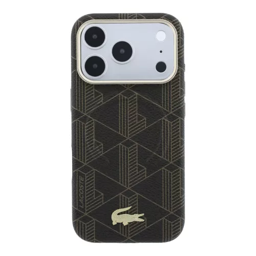 Lacoste PVC Semi Wrap Blend Embossed MagSafe tok, Apple iPhone 18 Pro - barna