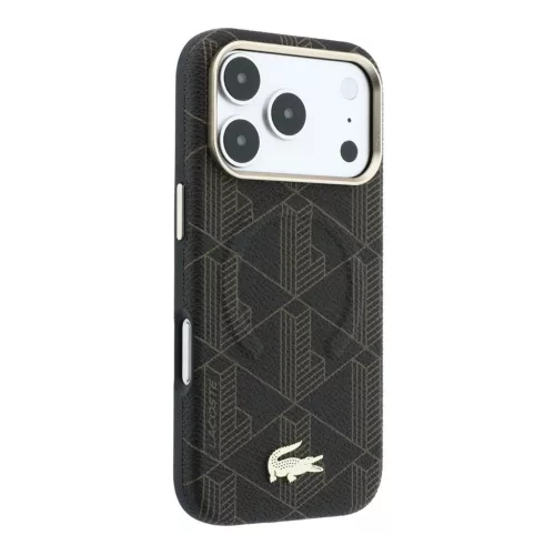 Lacoste PVC Semi Wrap Blend Embossed MagSafe tok, Apple iPhone 18 Pro Max - barna