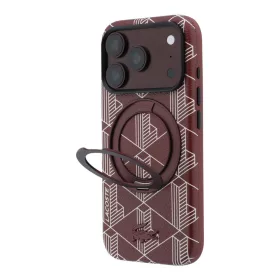   Lacoste PVC Semi Wrap Blend Ring Stand MagSafe tok, Apple iPhone 18 Pro - Burgundy