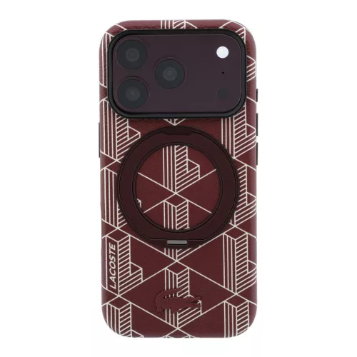 Lacoste PVC Semi Wrap Blend Ring Stand MagSafe tok, Apple iPhone 18 Pro - Burgundy