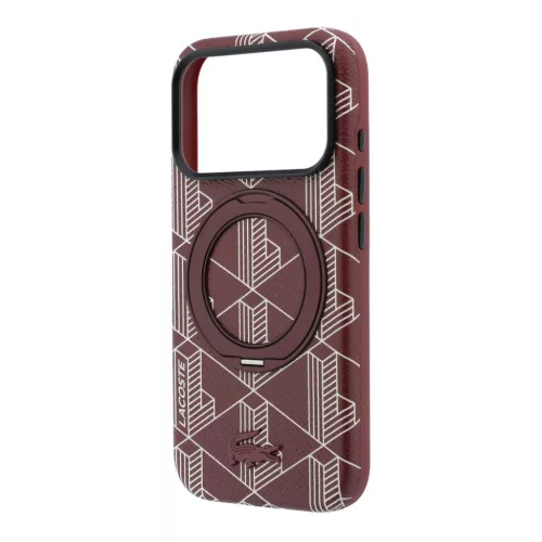 Lacoste PVC Semi Wrap Blend Ring Stand MagSafe tok, Apple iPhone 18 Pro - Burgundy