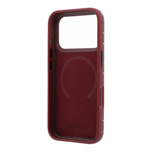 Lacoste PVC Semi Wrap Blend Ring Stand MagSafe tok, Apple iPhone 18 Pro - Burgundy