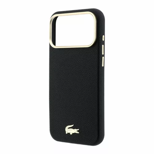 Lacoste PU Leather Champs Elysees Gold Logo MagSafe tok, Apple iPhone 18 Pro Max - Black