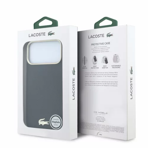 Lacoste PU Leather Champs Elysees Gold Logo MagSafe tok, Apple iPhone 18 Pro Max - Black