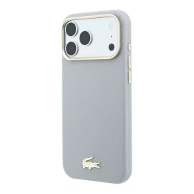   Lacoste Pu Leather Champs Elysees Gold Logo MagSafe tok, Apple iPhone 18 Pro - szürke