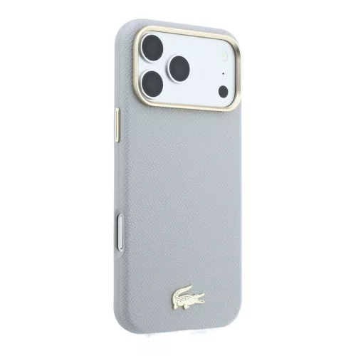 Lacoste Pu Leather Champs Elysees Gold Logo MagSafe tok, Apple iPhone 18 Pro - szürke