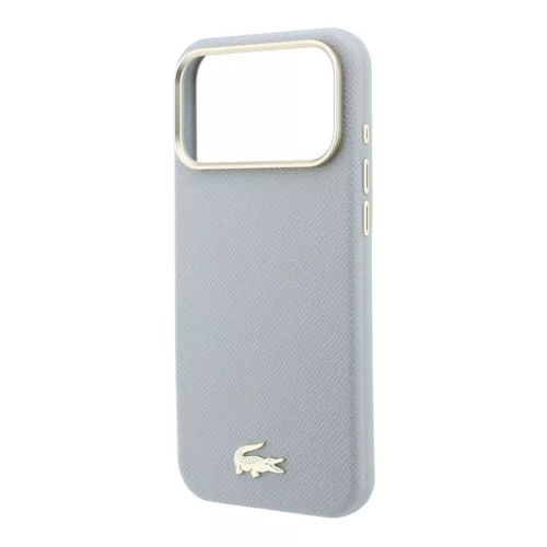 Lacoste Pu Leather Champs Elysees Gold Logo MagSafe tok, Apple iPhone 18 Pro - szürke