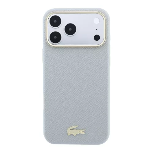 Lacoste Pu Leather Champs Elysees Gold Logo MagSafe tok, Apple iPhone 18 Pro Max - szürke