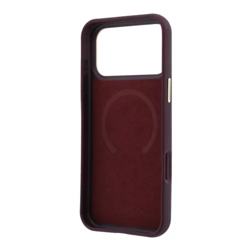 Lacoste Pu Leather Champs Elysees Gold Logo MagSafe tok, Apple iPhone 18 Pro - Burgundy
