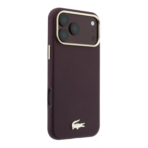 Lacoste Pu Leather Champs Elysees Gold Logo MagSafe tok, Apple iPhone 18 Pro Max - Burgundy