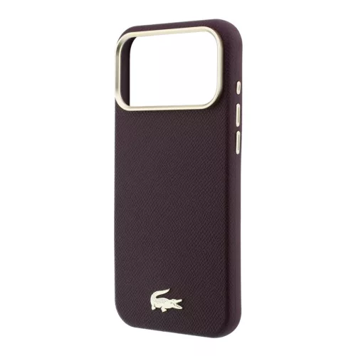 Lacoste Pu Leather Champs Elysees Gold Logo MagSafe tok, Apple iPhone 18 Pro Max - Burgundy