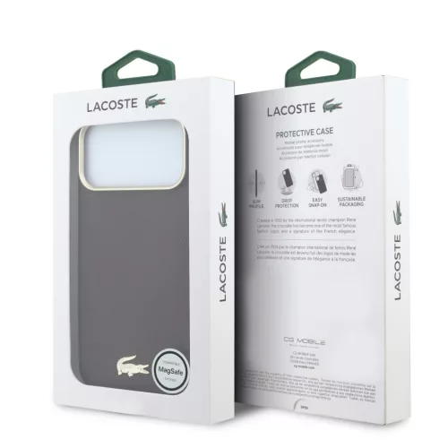 Lacoste Pu Leather Champs Elysees Gold Logo MagSafe tok, Apple iPhone 18 Pro Max - Burgundy
