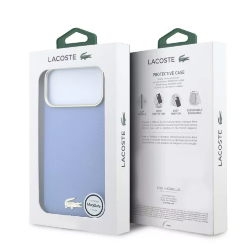 Lacoste Pu Leather Champs Elysees Gold Logo MagSafe tok, Apple iPhone 18 Pro Max - kék