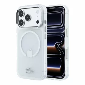   Lacoste IML Frosted Petit Pique Metal Logo MagSafe tok, Apple iPhone 18 Pro - Transparent