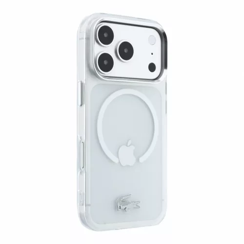 Lacoste IML Frosted Petit Pique Metal Logo MagSafe tok, Apple iPhone 18 Pro - Transparent