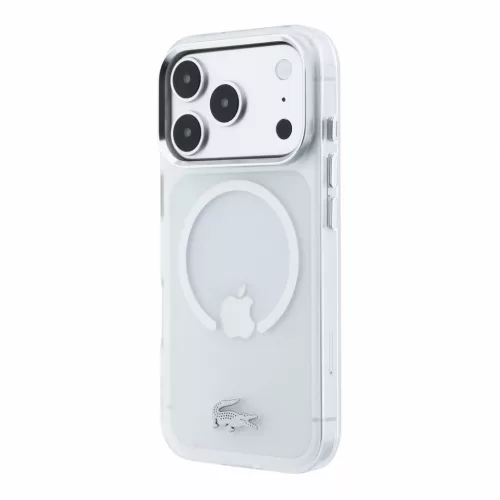 Lacoste IML Frosted Petit Pique Metal Logo MagSafe tok, Apple iPhone 18 Pro Max - Transparent